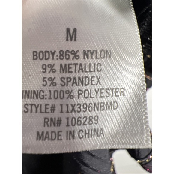 Miami Metallic Striped V-Neck Long Sleeve Stretch Peplum Top Size Medium - Picture 5 of 8